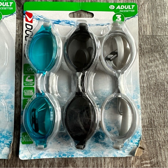 Dolfino Adult Pacesetter Swim Goggles NEW In Package UV Protection (3-3 Packs) - Picture 2 of 7